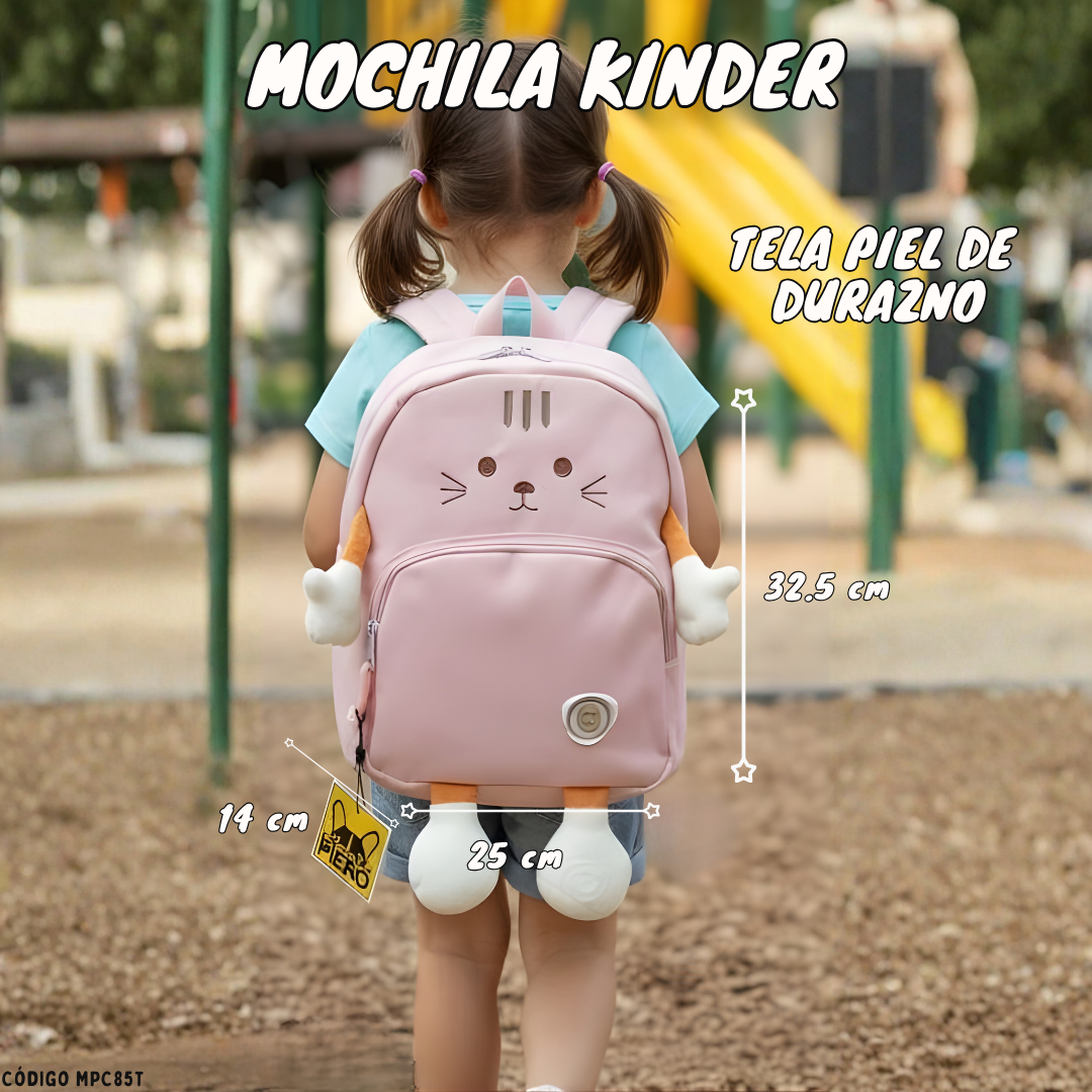 Mochila Kinder con Patitas (Gatito) – 32.5×25×14 cm
