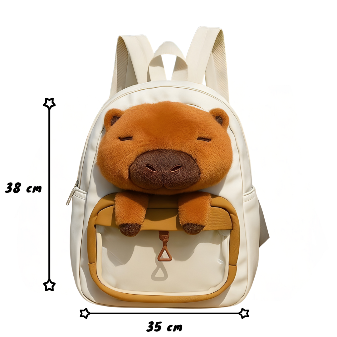 Mochila Capibara con Peluche 35×38×14 cm | Lona | Kinder y Primaria