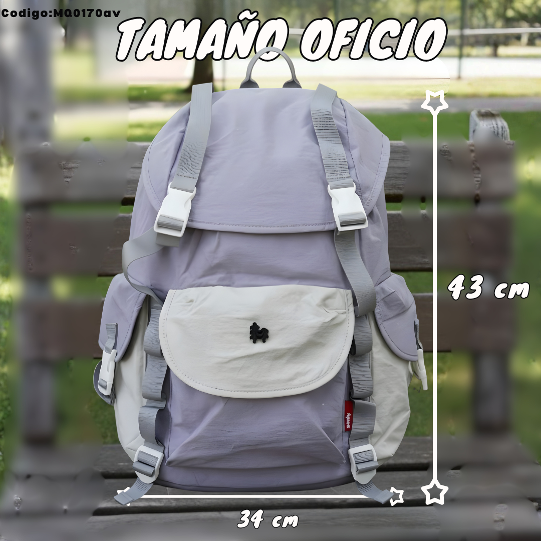 Mochila Tamaño Oficio 43×34 cm con Tapa | Variantes Casual, Divertido y Clásico