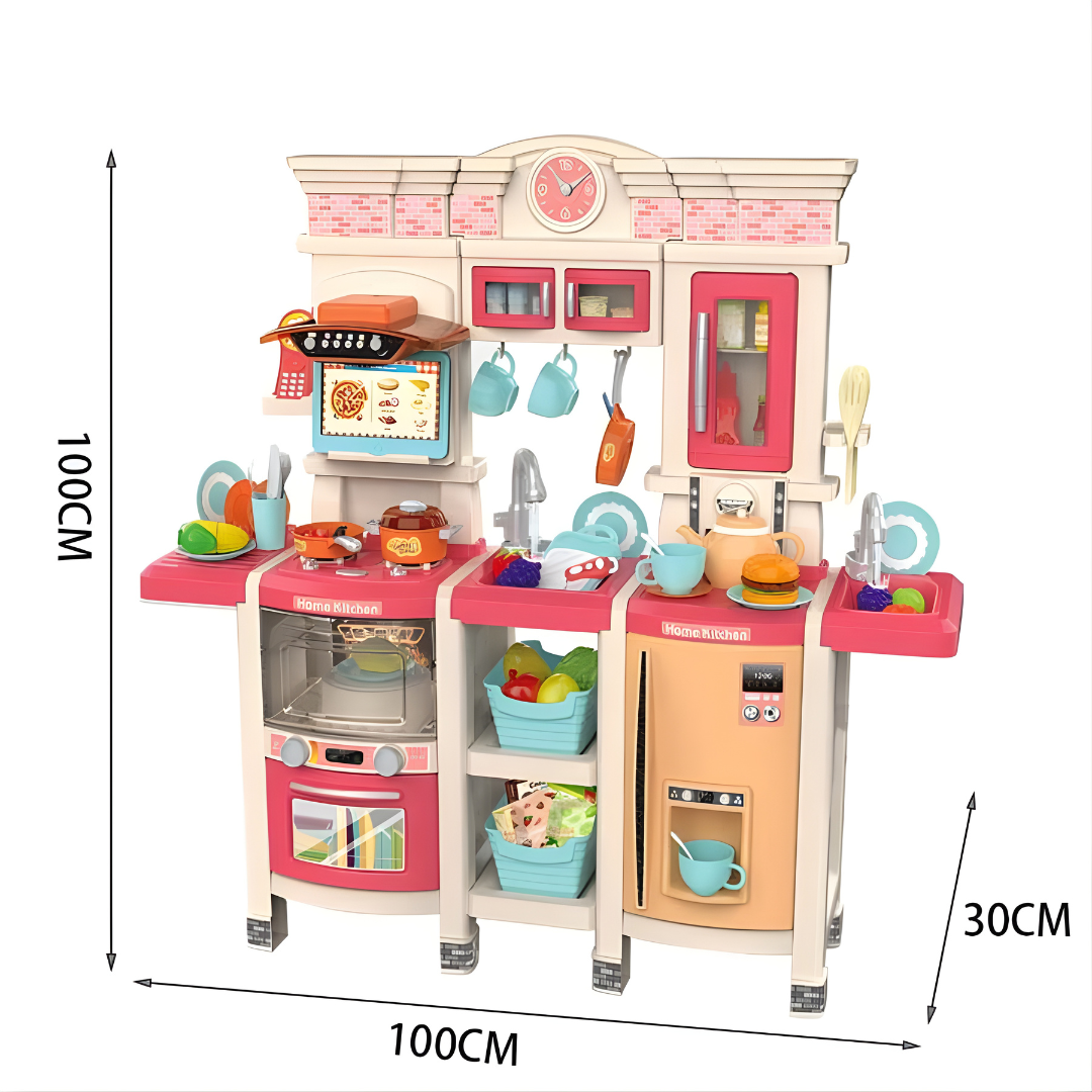 Cocina Infantil Grande 100 cm con Vapor, Luces, Sonidos y Agua – 108 Piezas