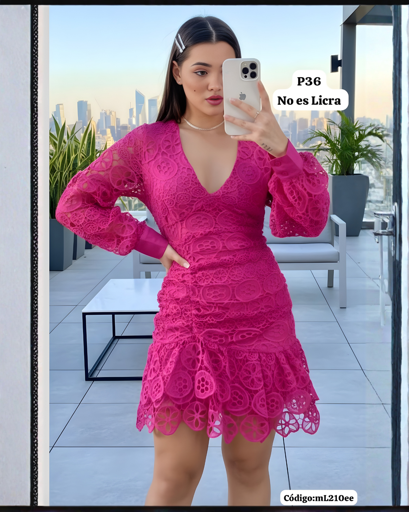 Vestido de Encaje “Noche Bella” – Manga Larga y Corte Sirena Corto