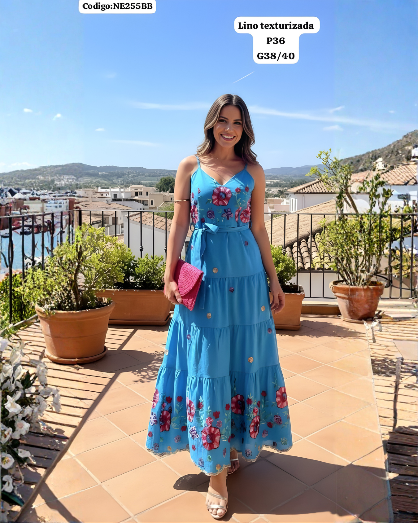 Vestido Largo Bordado “Jardín de Lino” – Fresco, Elegante y Súper Femenino