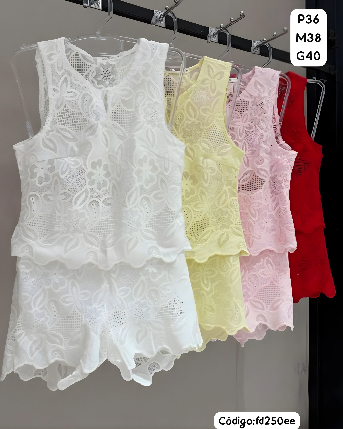 Conjunto Corto de Encaje para Mujer – Casual Elegante Verano | Mundo Carlita