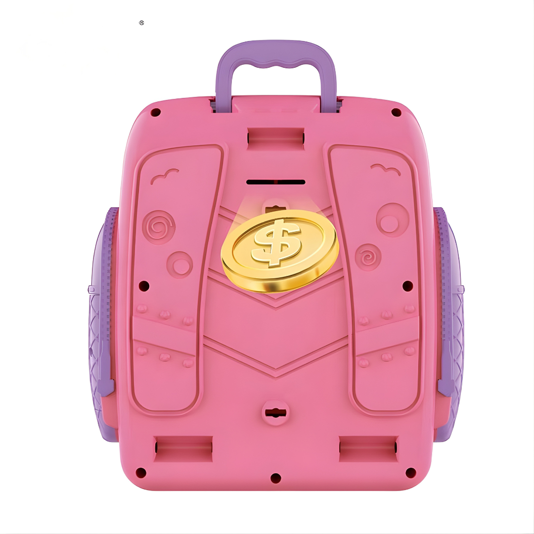 Alcancía Infantil Tipo Mochila con Contraseña y “Huella” | Alimentación Automática de Billetes