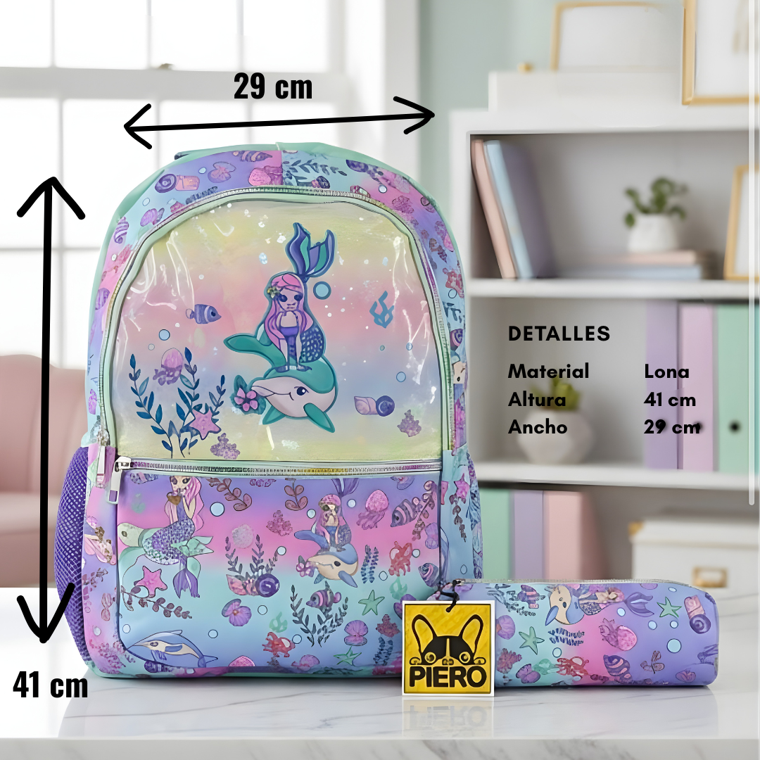 Mochila Escolar Infantil Lona Oficio – Astronauta, Dino, Gatito y Fantasía