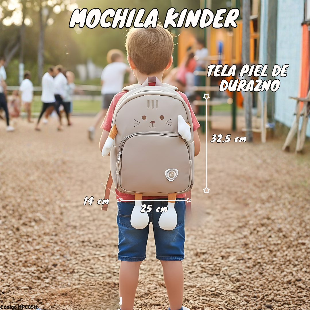 Mochila Kinder con Patitas (Gatito) – 32.5×25×14 cm