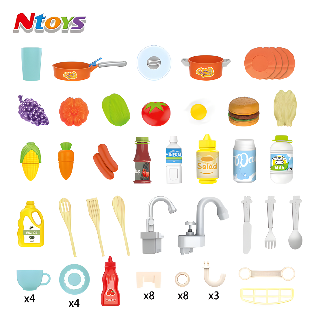 Cocina Infantil Grande 100 cm con Vapor, Luces, Sonidos y Agua – 108 Piezas