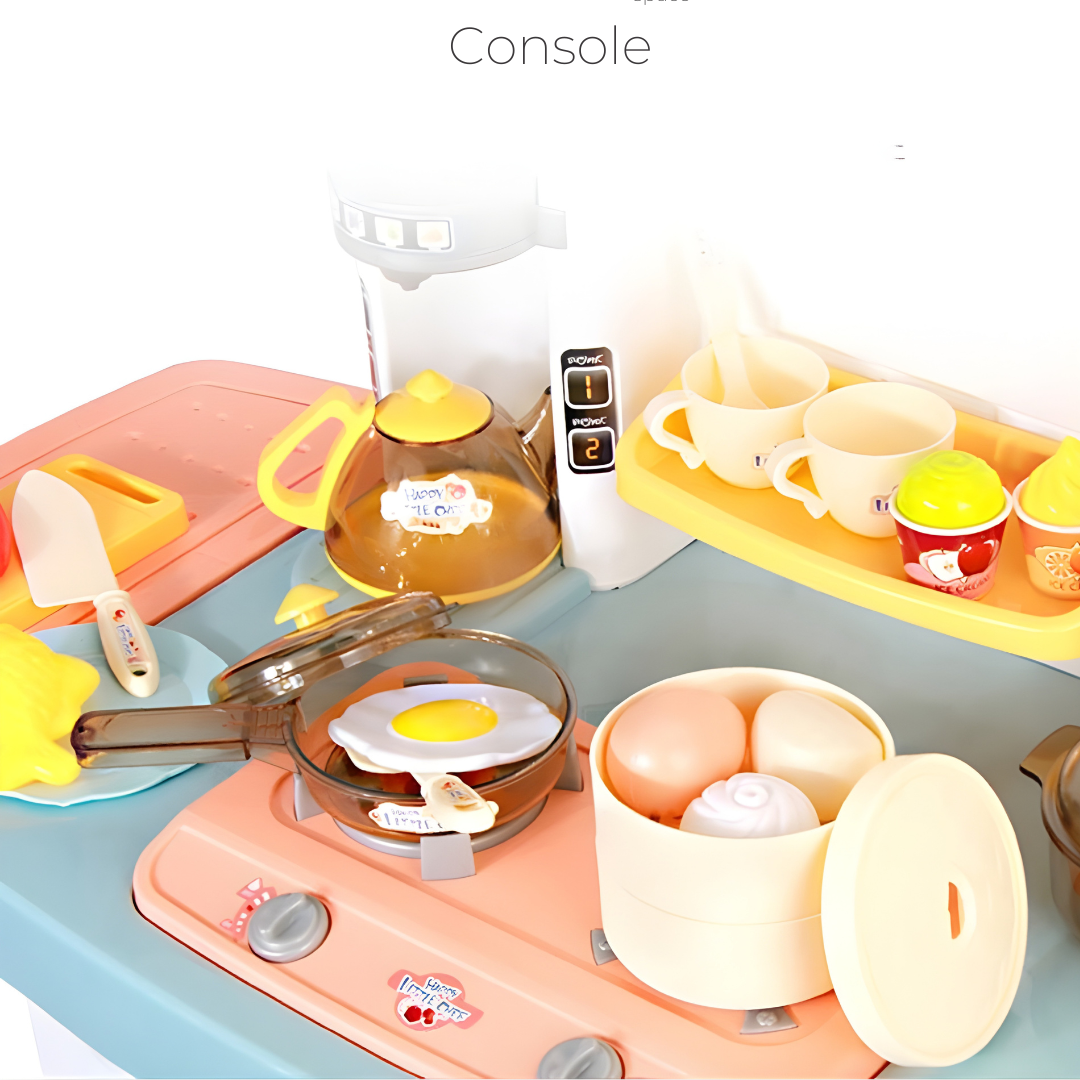 Cocina Infantil Grande 100 cm con Vapor, Luces y Sonidos – Juego de 80×30×100 cm con Accesorios