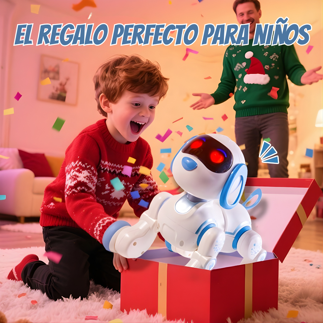 Perro Robot Educativo Recargable con Control Remoto – Programable, Música, Luces y Sonido (1:16 | Modelo 18011)