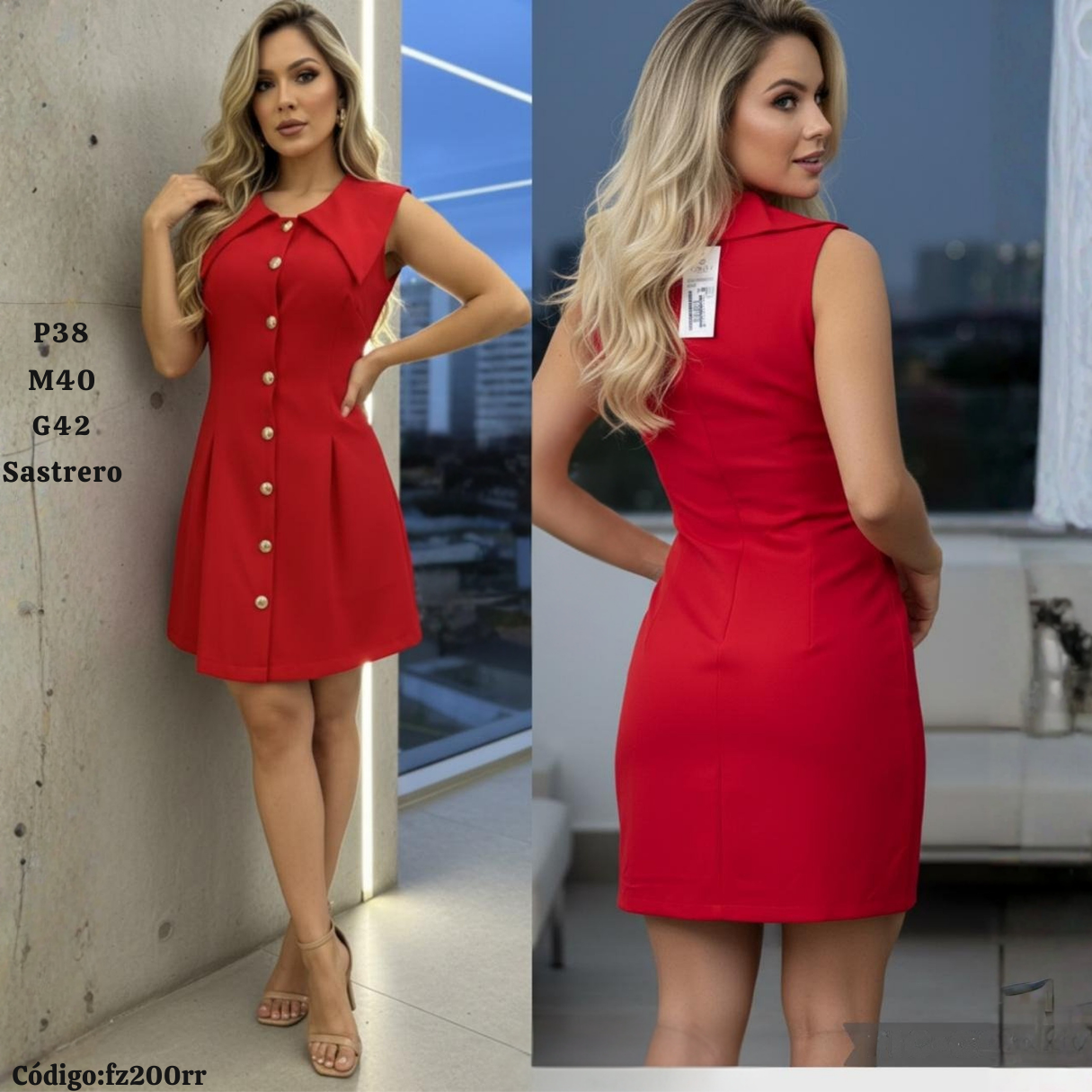 Vestido Sastre con Botones Dorados y Cuello Grande – Mini Elegante