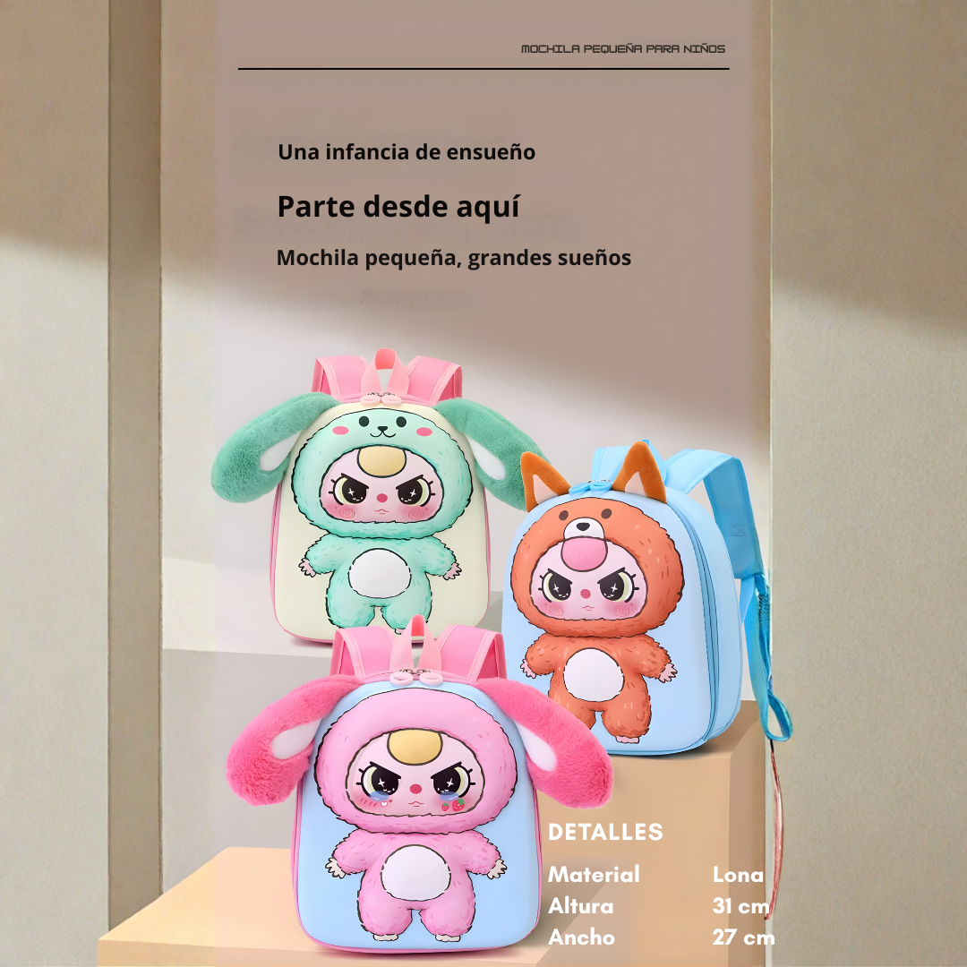 Mochila Infantil Animalitos de Ensueño 31x27 – Lona Peluche