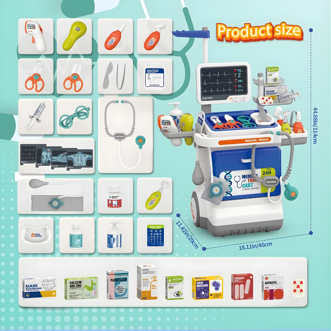 Carro Médico de Juguete Grande 114 cm | Set Doctor Completo (JC 660-93)