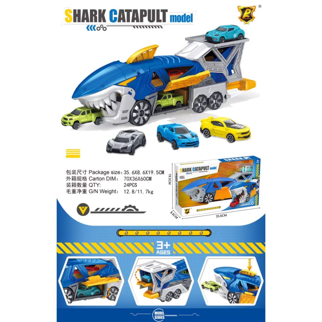 Camión Tiburón Transportador con Mini Autos