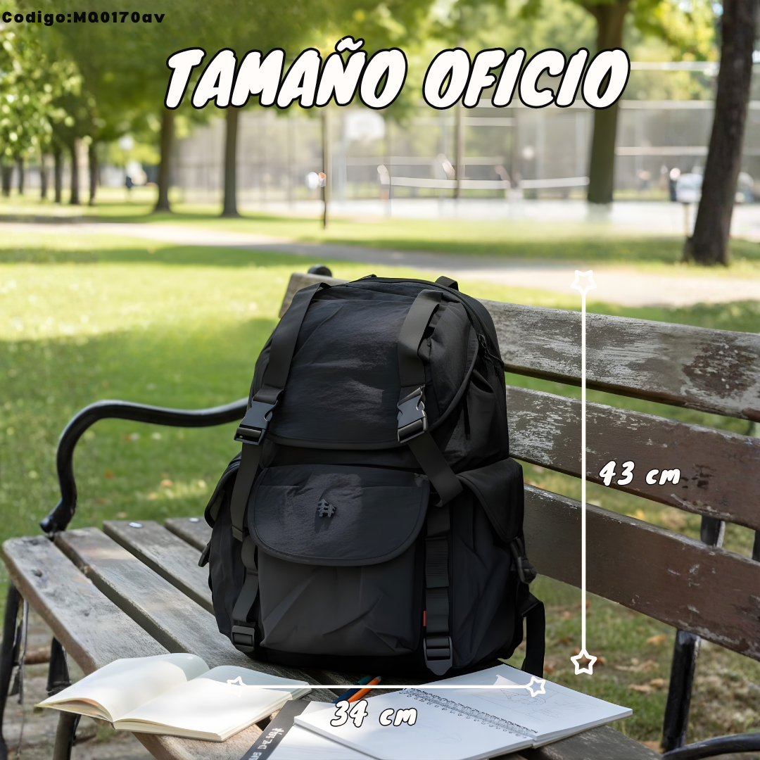 Mochila Tamaño Oficio 43×34 cm con Tapa | Variantes Casual, Divertido y Clásico