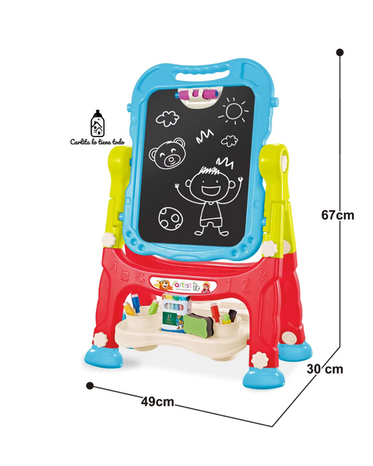 Pizarra Infantil Magnética 2 en 1 Doble Cara (Blanca/Negra) Giratoria 360° con Accesorios
