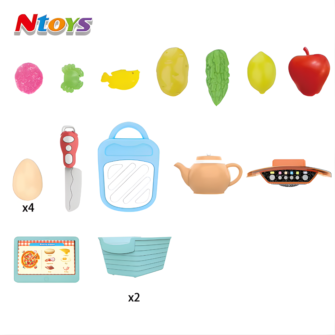 Cocina Infantil Grande 100 cm con Vapor, Luces, Sonidos y Agua – 108 Piezas