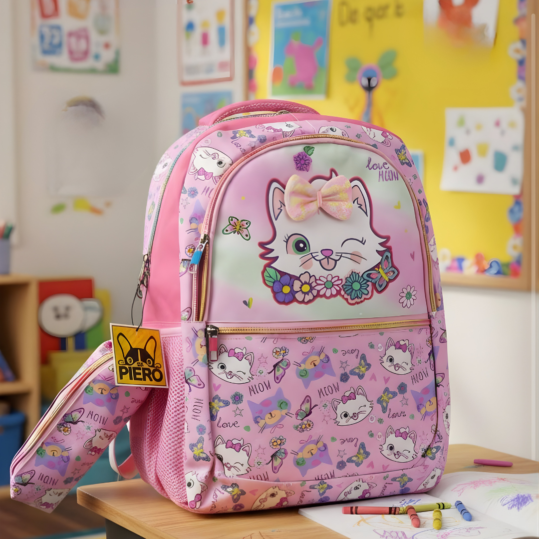 Mochila Escolar Infantil Lona Oficio – Astronauta, Dino, Gatito y Fantasía