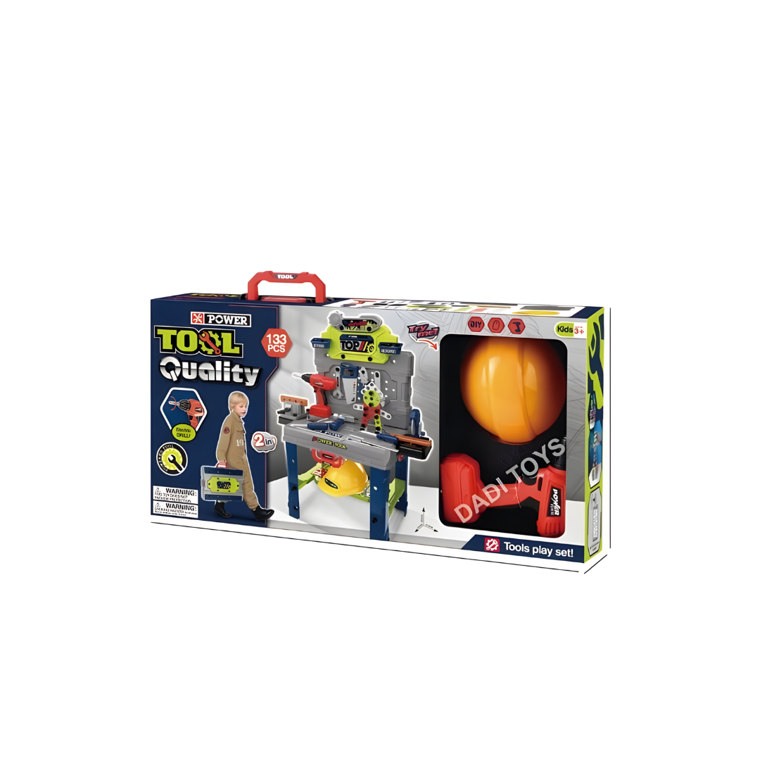 Mesa de Herramientas Infantil 2 en 1 | Taller de Juego de Rol Educativo