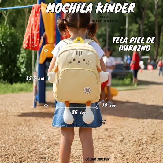 Mochila Kinder con Patitas (Gatito) – 32.5×25×14 cm