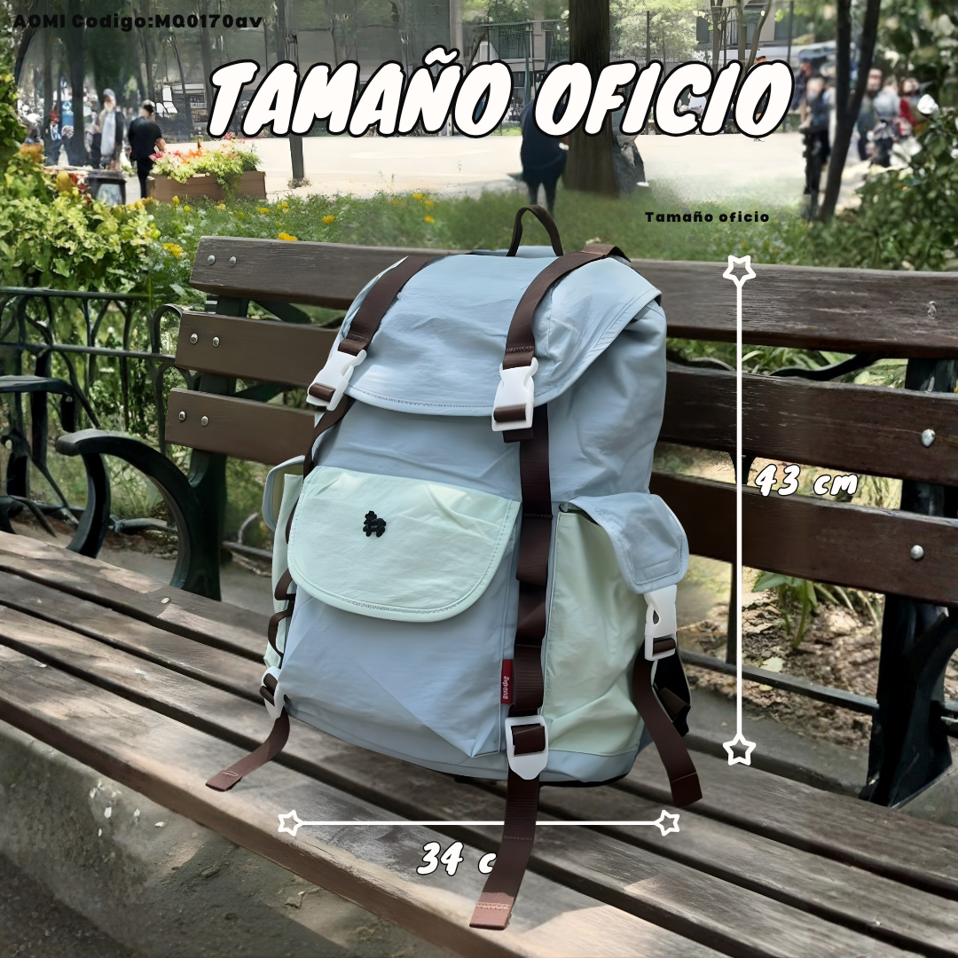 Mochila Tamaño Oficio 43×34 cm con Tapa | Variantes Casual, Divertido y Clásico
