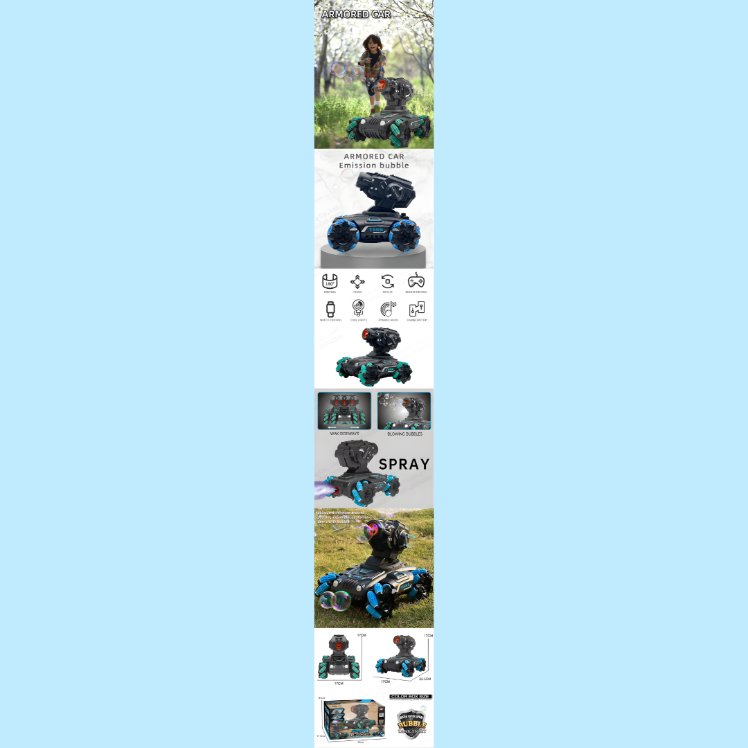 Carro RC 4WD con Burbujas 2.4 G – Luces, música y batería recargable