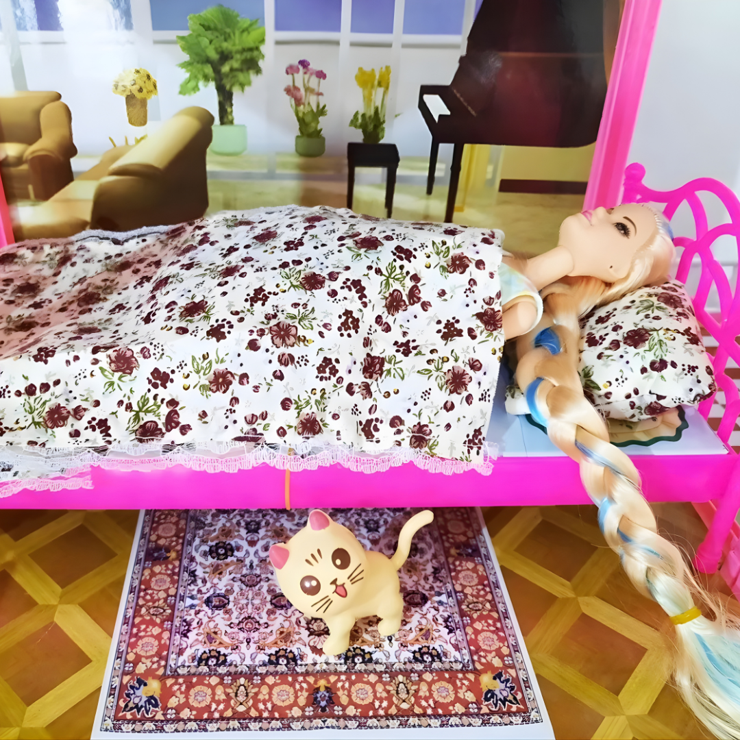 Casa de Muñecas Gigante 3 Pisos “Dream House” con Luz + Muñeca – 245 Piezas (Rosa)