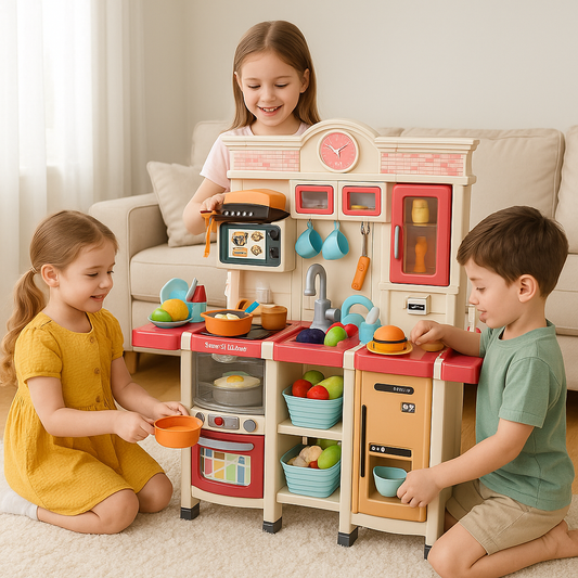 Cocina Infantil Grande 100 cm con Vapor, Luces, Sonidos y Agua – 108 Piezas