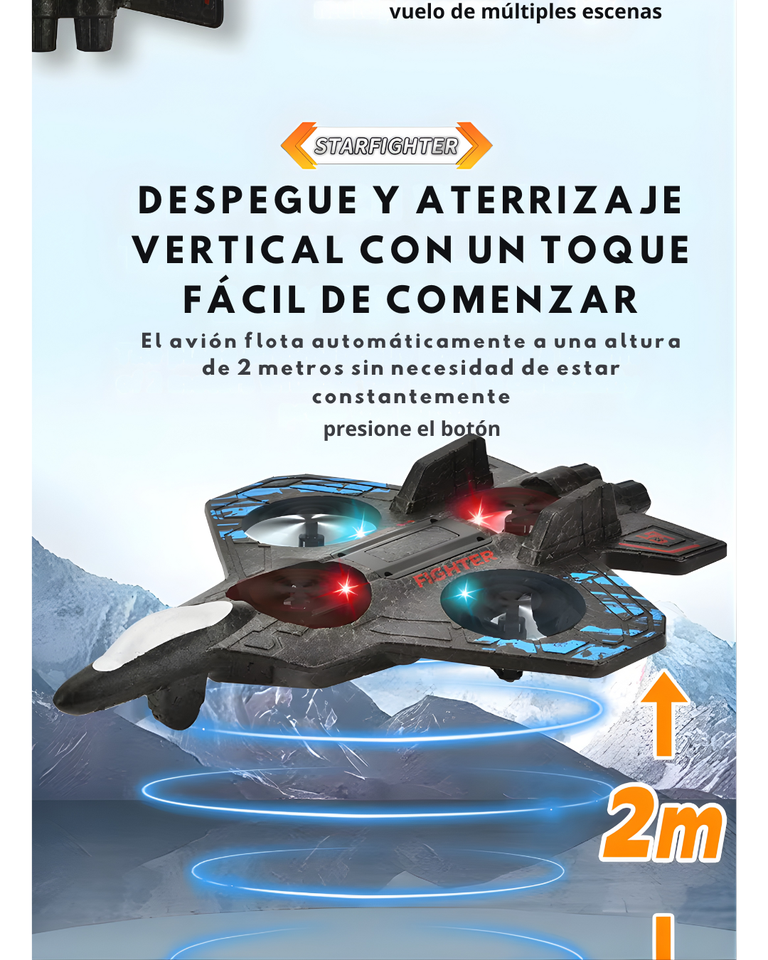 Avión RC 4 canales con LED | Principiantes (40 m)