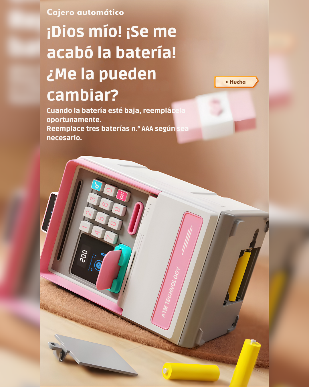 Alcancía electrónica ATM con “Face ID” simulado | Sonido y luces