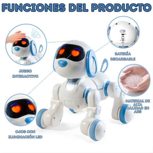 Perro Robot Educativo Recargable con Control Remoto – Programable, Música, Luces y Sonido (1:16 | Modelo 18011)