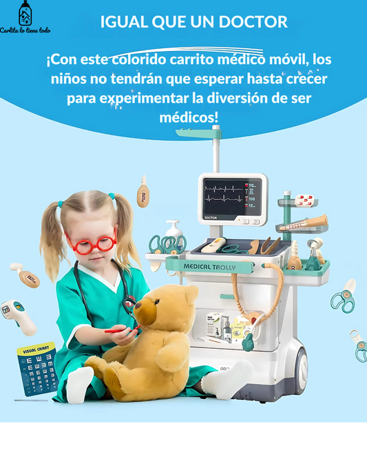 Set de Doctor para Niños 3+ | Carrito Médico Educativo