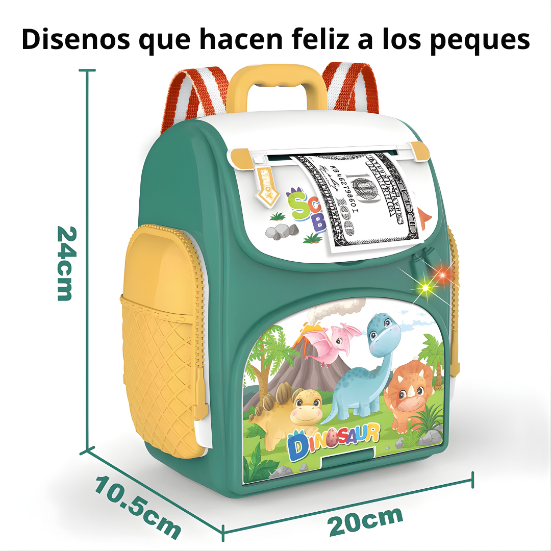 Alcancía Infantil Tipo Mochila con Contraseña y “Huella” | Alimentación Automática de Billetes