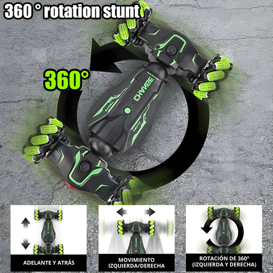 Auto RC Stunt 4WD con Control por Reloj y Gestos, Giro 360° y Luces LED
