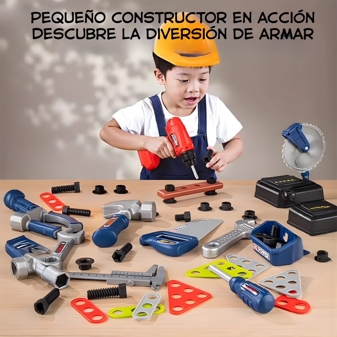 Mesa de Herramientas Infantil 2 en 1 | Taller de Juego de Rol Educativo