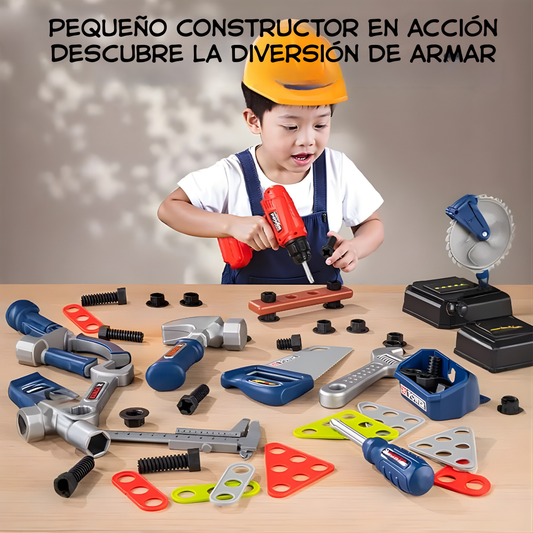 Mesa de Herramientas Infantil 2 en 1 | Taller de Juego de Rol Educativo