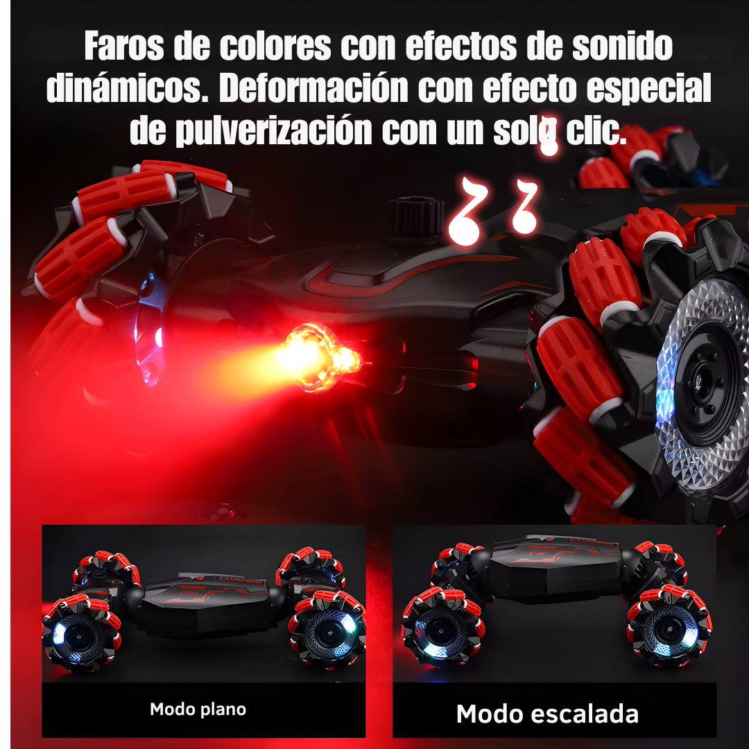 Auto RC Stunt 4WD con Control por Reloj y Gestos, Giro 360° y Luces LED