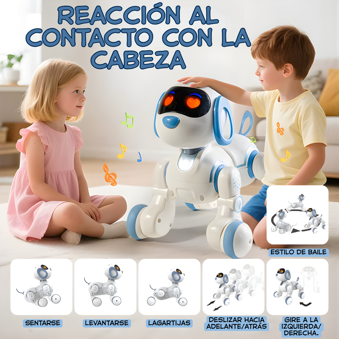 Perro Robot Educativo Recargable con Control Remoto – Programable, Música, Luces y Sonido (1:16 | Modelo 18011)