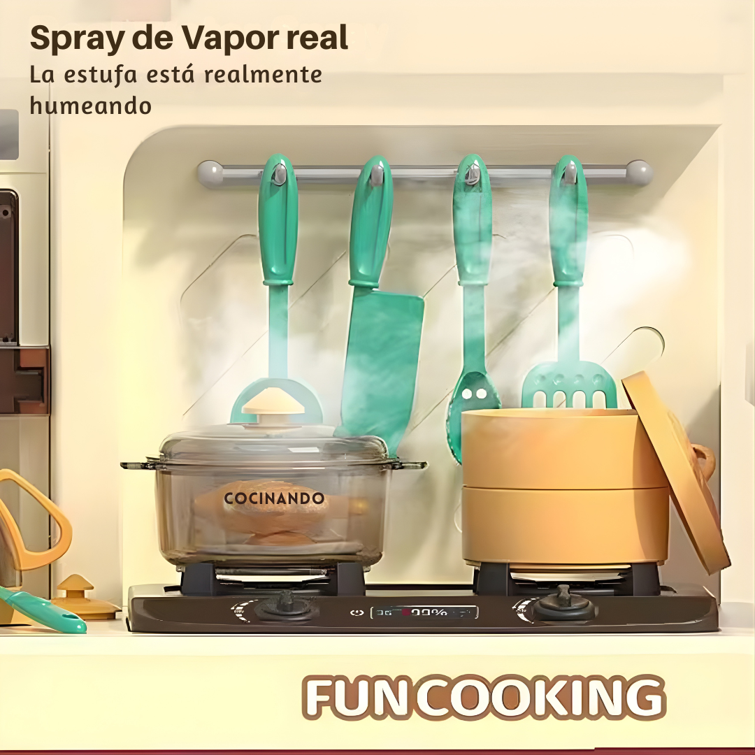 Cocina Infantil Grande 103 cm con Vapor, Luces y Agua