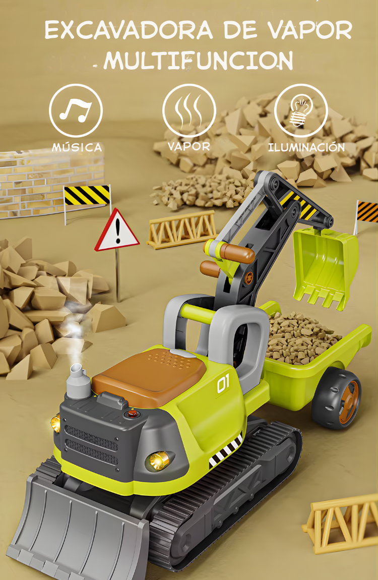 Excavadora Montable para Niños y Niñas – Tamaño Grande 118 cm