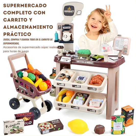 Supermercado Infantil con Caja Registradora y Carrito 84 cm
