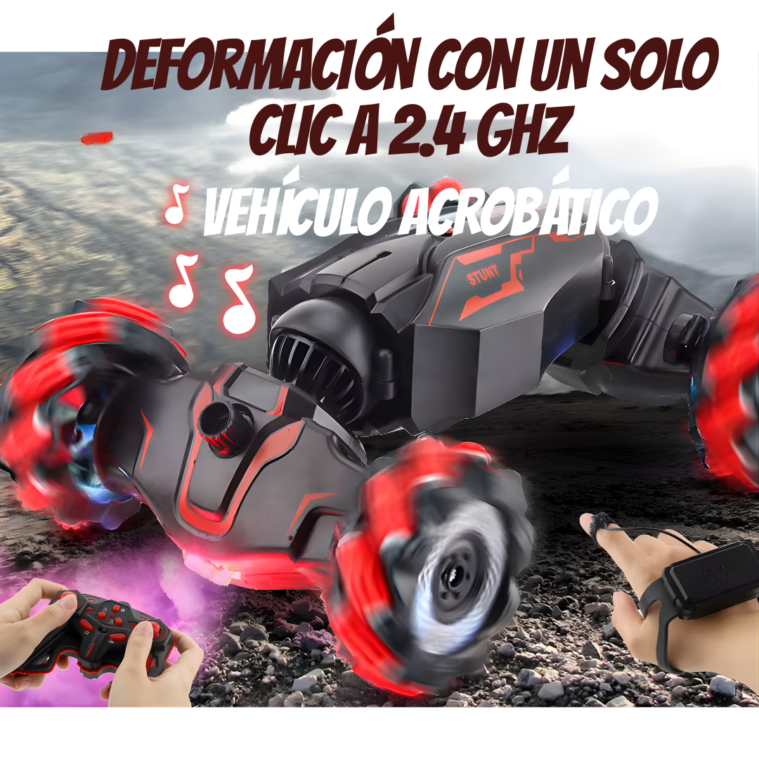 Auto RC Stunt 4WD con Control por Reloj y Gestos, Giro 360° y Luces LED