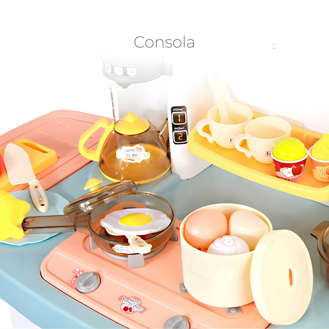 Cocina Infantil Grande 100 cm con Vapor, Luces y Sonidos – Juego de 80×30×100 cm con Accesorios