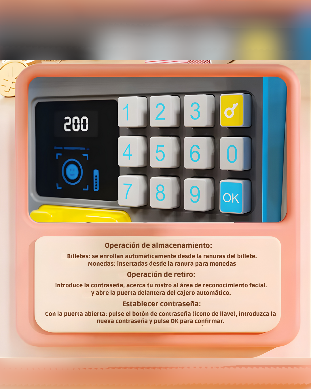 Alcancía electrónica ATM con “Face ID” simulado | Sonido y luces