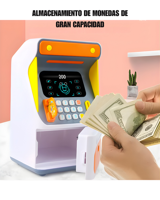 Alcancía Electrónica Infantil con “Reconocimiento Facial” + Clave | ATM para Niños 26.5 cm, Auto-Enrolle de Billetes, Gran Capacidad