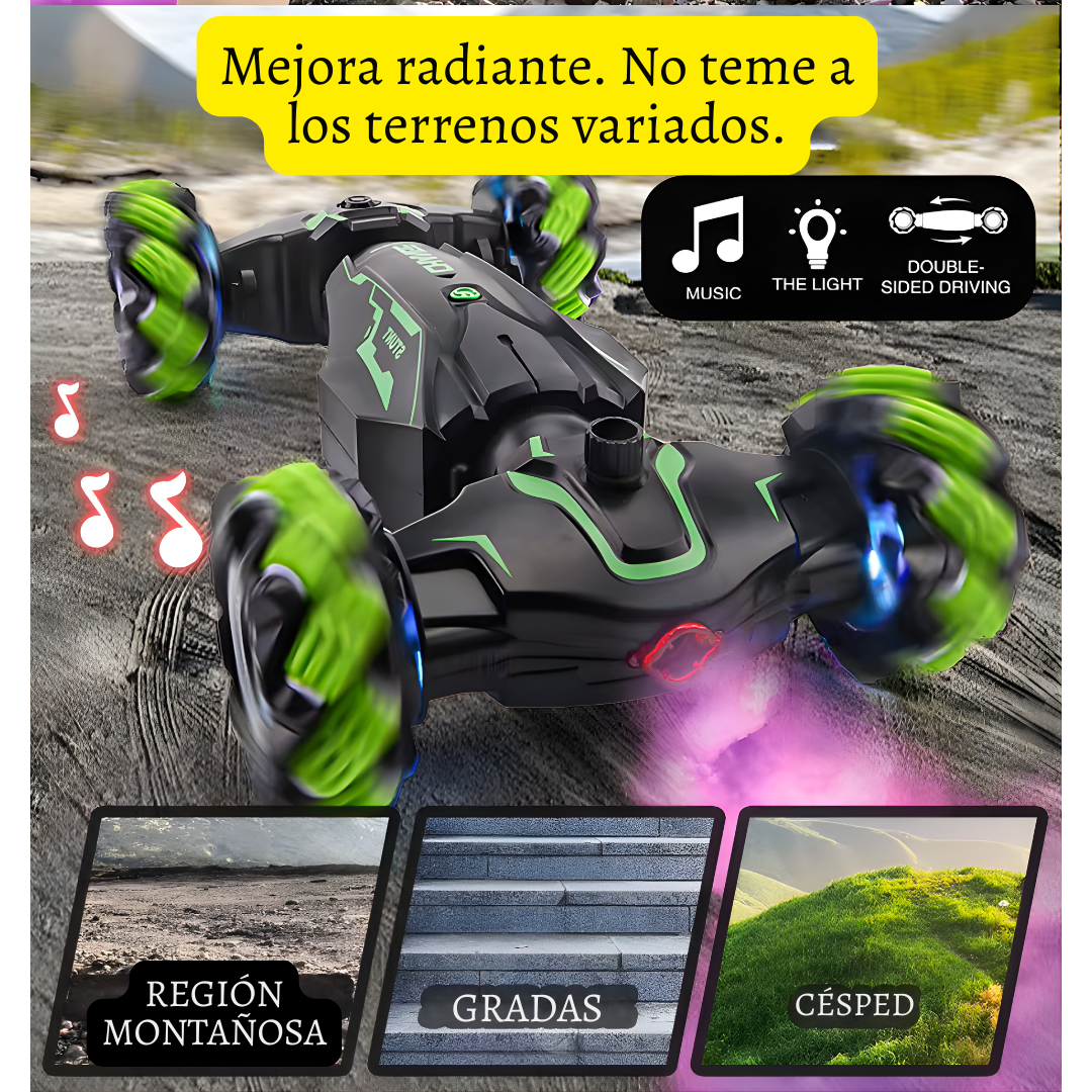 Auto RC Stunt 4WD con Control por Reloj y Gestos, Giro 360° y Luces LED