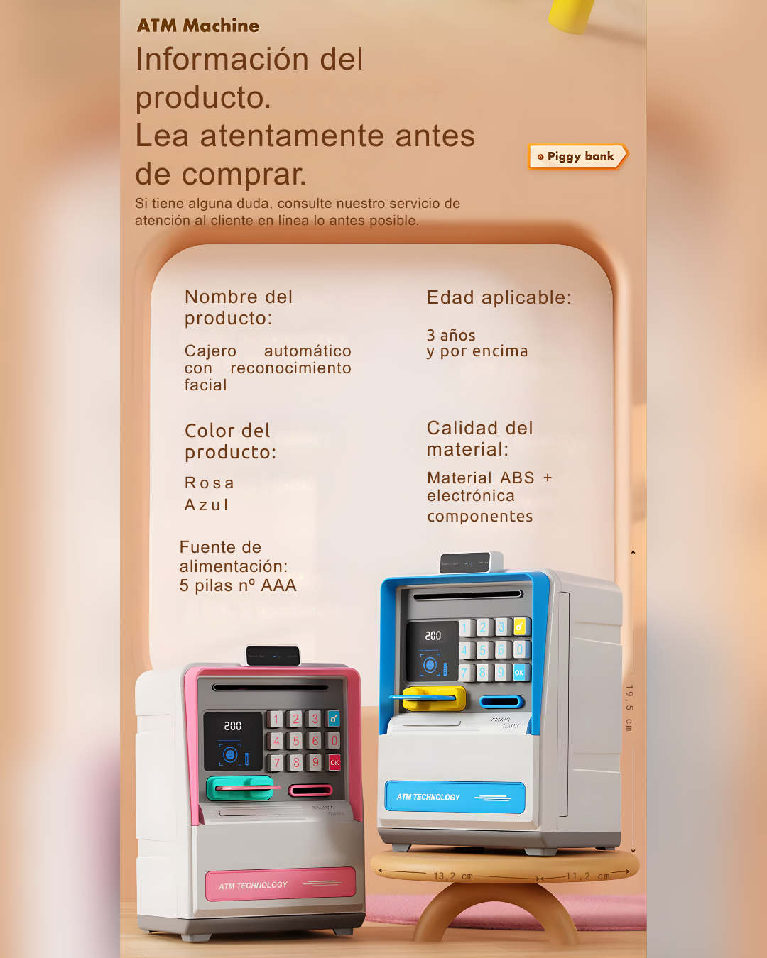 Alcancía electrónica ATM con “Face ID” simulado | Sonido y luces