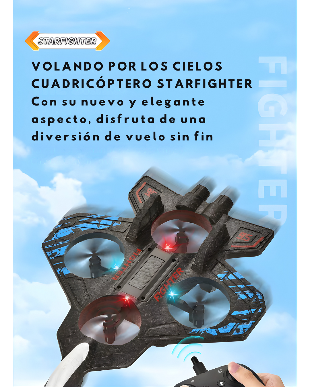 Avión RC 4 canales con LED | Principiantes (40 m)