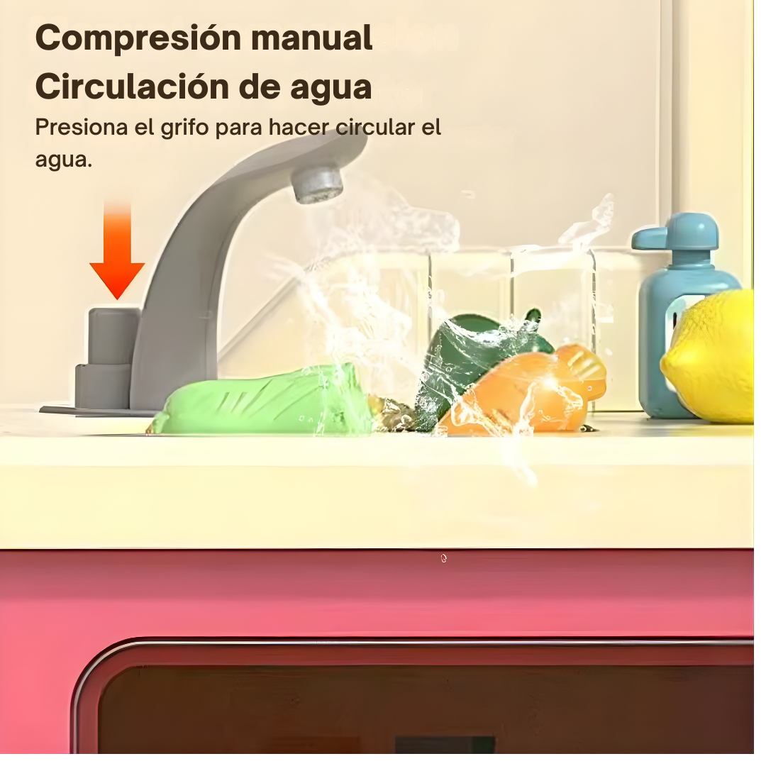 Cocina Infantil Grande 103 cm con Vapor, Luces y Agua
