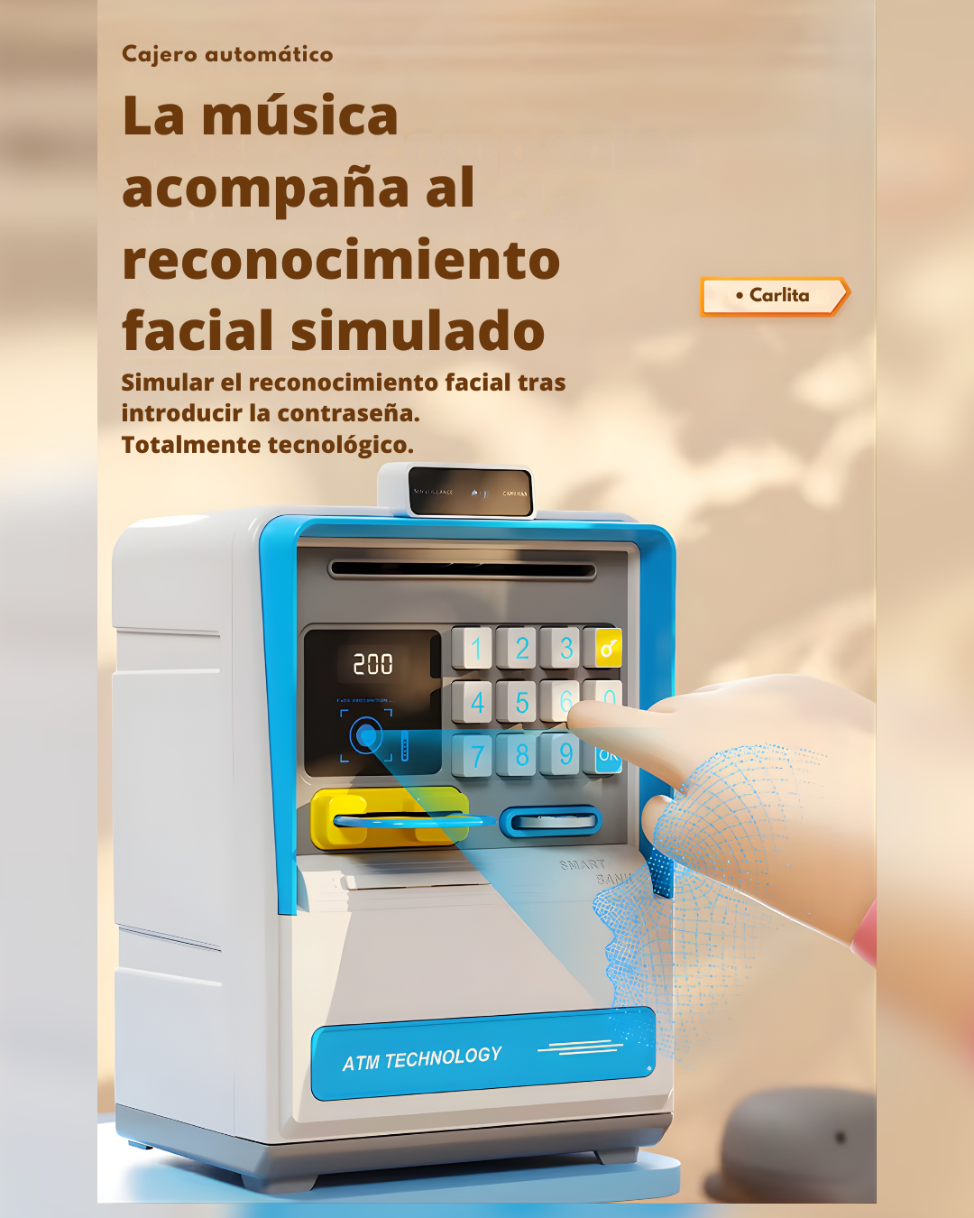 Alcancía electrónica ATM con “Face ID” simulado | Sonido y luces