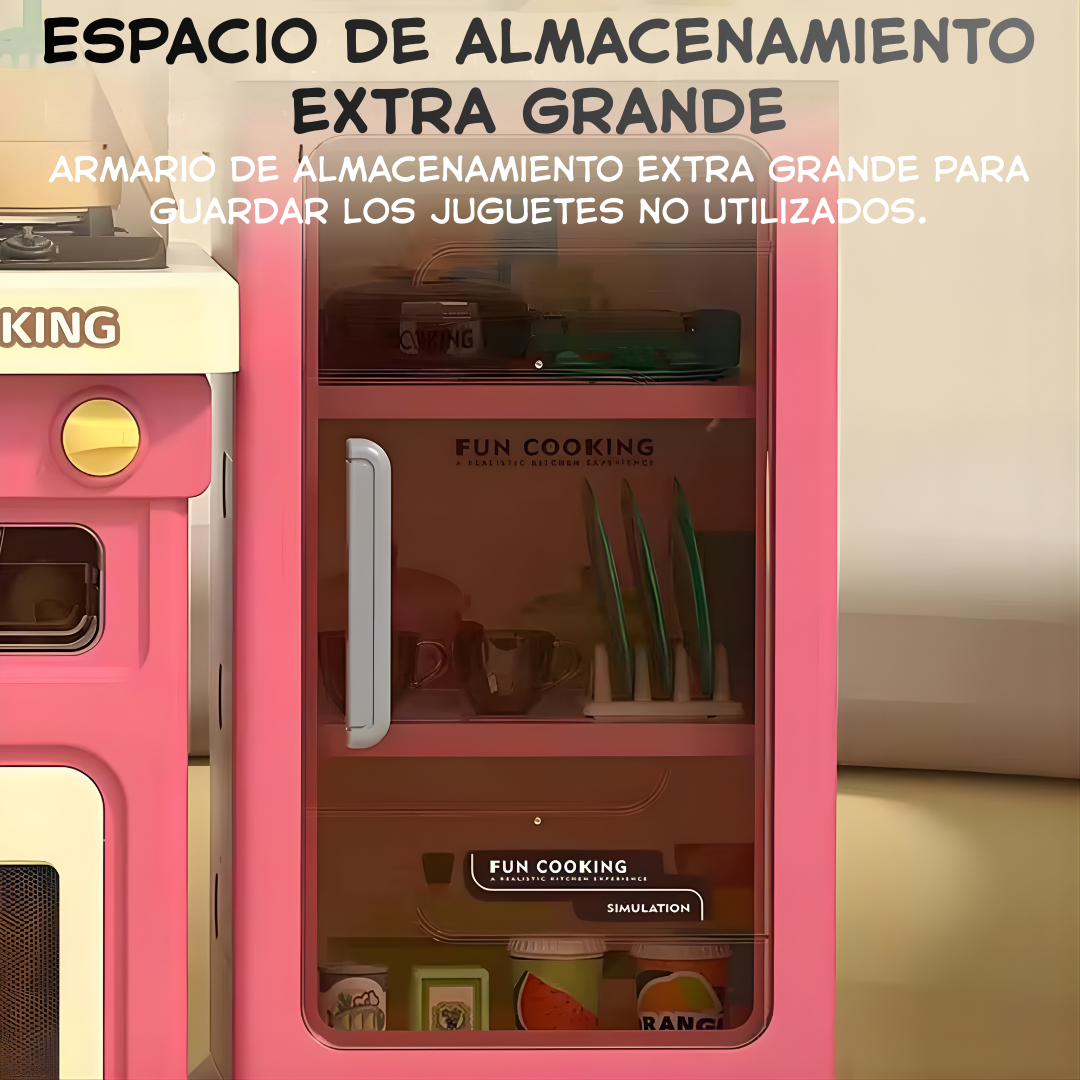 Cocina Infantil Grande 103 cm con Vapor, Luces y Agua